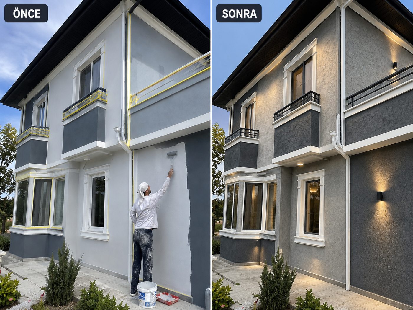 Subaşı dış cephe boya öncesi ve sonrası