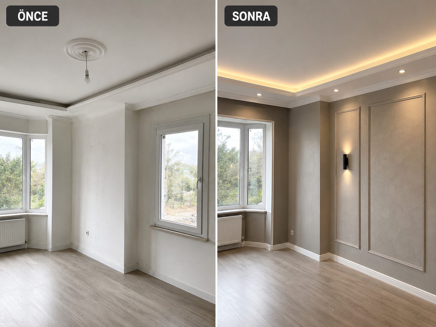 Subaşı iç cephe boya öncesi ve sonrası